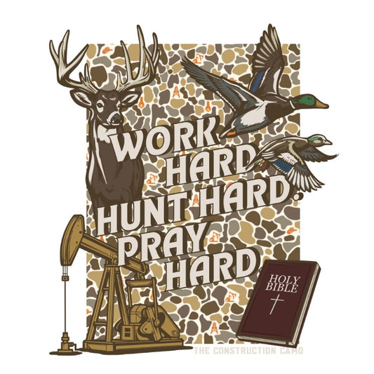 Work Hard, Hunt Hard, Pray Hard Sticker - 3.5" x 4"